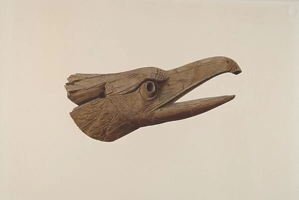 Carved Eagle Head, c. 1937. Creator: Lucille Chabot