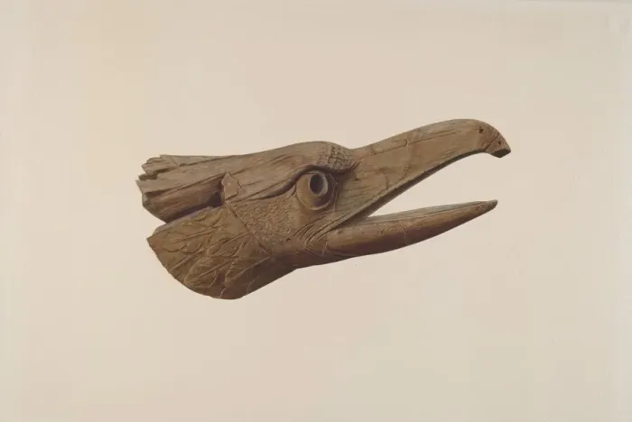 Framed Print : Carved Eagle Head, c. 1937. Creator: Lucille Chabot Framed Print : Carved Eagle Head, c. 1937. Creator: Lucille Chabot