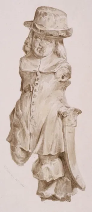 Framed Print : Carved figure in oak, 1834. Artist: William Henry Kearney