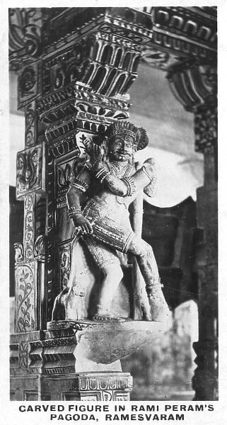 Carved figure in Rami Perams Pagoda, Ramesvaram, India, c1925