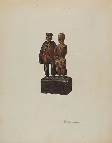 Carved Group: 'Mennonites Homeward', c. 1939. Creator: Selma Sandler