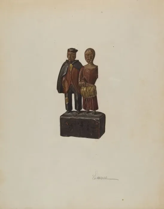 Framed Print : Carved Group: Mennonites Homeward, c. 1939. Creator: Selma Sandler Framed Print : Carved Group: Mennonites Homeward, c. 1939. Creator: Selma Sandler