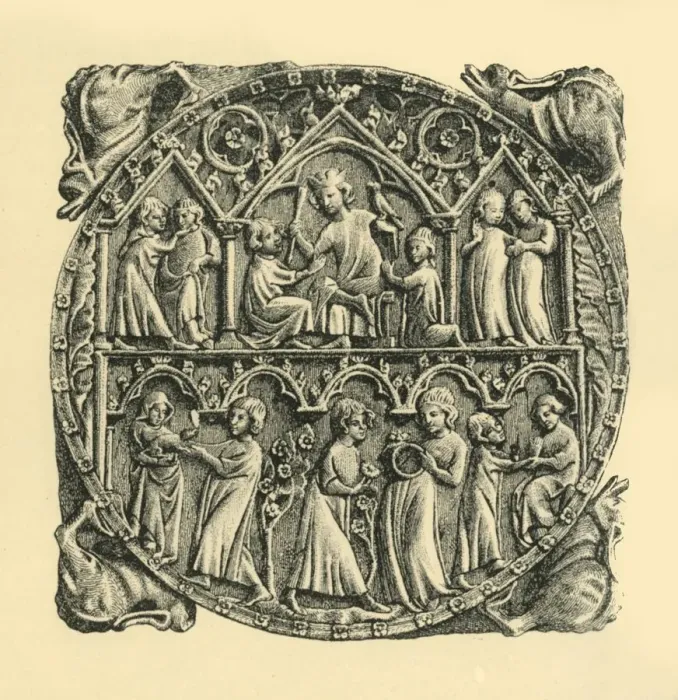 Framed Print : Carved ivory mirror back, c1310-1320, (1881). Creator: D Jones Framed Print : Carved ivory mirror back, c1310-1320, (1881). Creator: D Jones