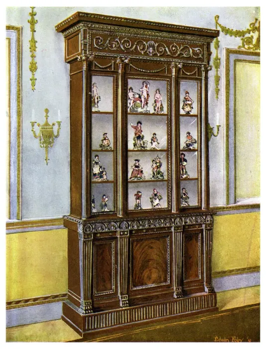 Framed Print : Carved mahogany china case influenced by the Adam Brothers, 1911-1912. Artist: Edwin Foley Framed Print : Carved mahogany china case influenced by the Adam Brothers, 1911-1912. Artist: Edwin Foley