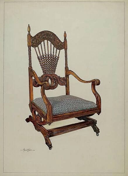 Carved Oak Chair, c. 1937. Creator: Florence Truelson