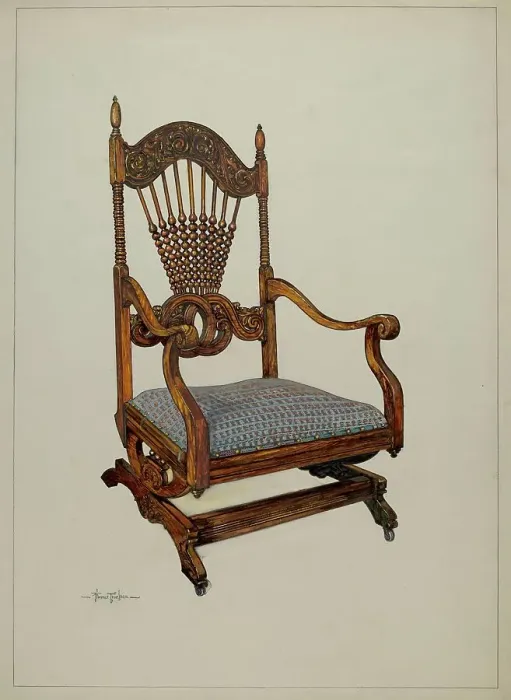 Framed Print : Carved Oak Chair, c. 1937. Creator: Florence Truelson Framed Print : Carved Oak Chair, c. 1937. Creator: Florence Truelson