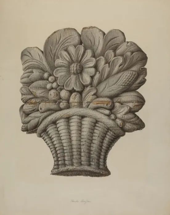 Framed Print : Carved Ornament, 1935 / 1942. Creator: Charles Garjian Framed Print : Carved Ornament, 1935 / 1942. Creator: Charles Garjian