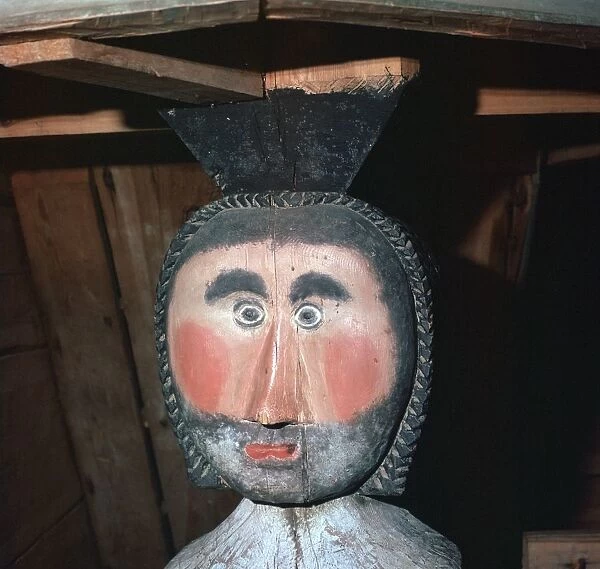 Carved and painted wooden figure from a church in Finland, 18th century