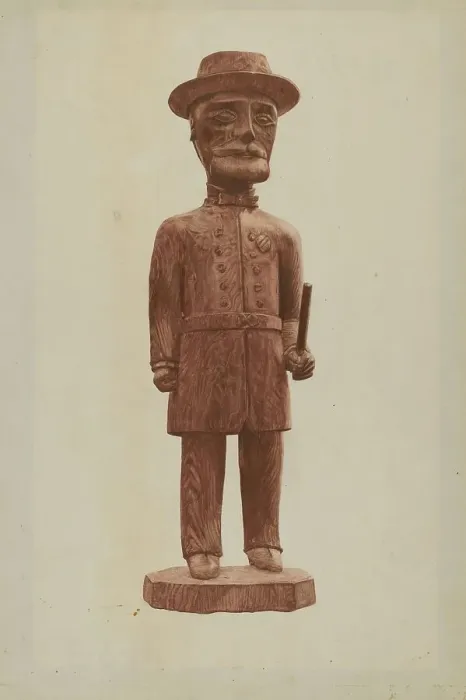 Framed Print : Carved Policeman, 1935 / 1942. Creator: Mildred E Bent Framed Print : Carved Policeman, 1935 / 1942. Creator: Mildred E Bent