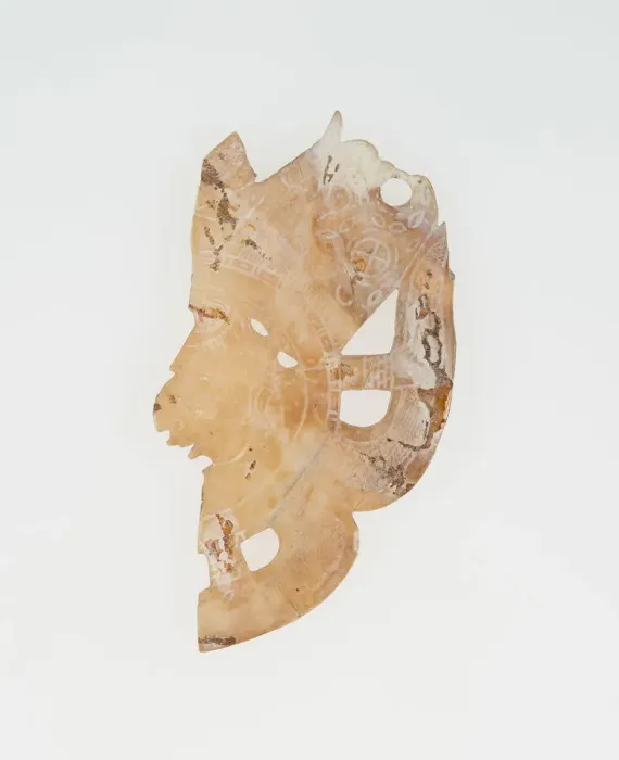 Framed Print : Carved Shell Depicting the Profile Face of Diety (Broken), A. D. 250 / 900. Creator: Unknown Framed Print : Carved Shell Depicting the Profile Face of Diety (Broken), A. D. 250 / 900. Creator: Unknown