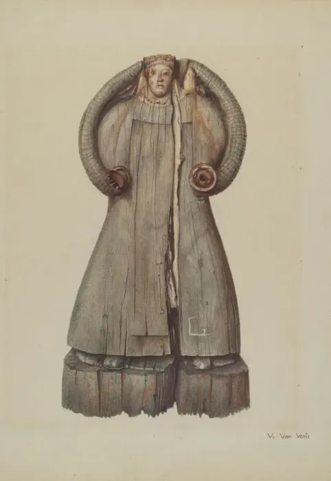 Framed Print : Carved Statue of the Virgin Mary, c. 1939. Creator: Vera Van Voris Framed Print : Carved Statue of the Virgin Mary, c. 1939. Creator: Vera Van Voris