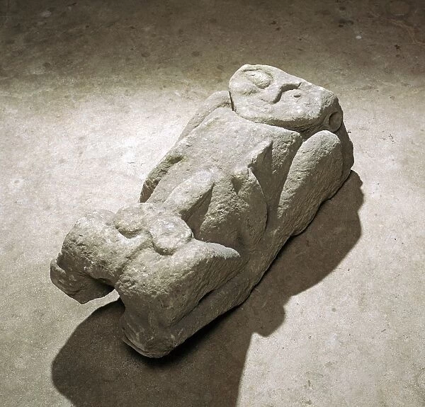 Carved stone figure from Margam Abbey, 12th century