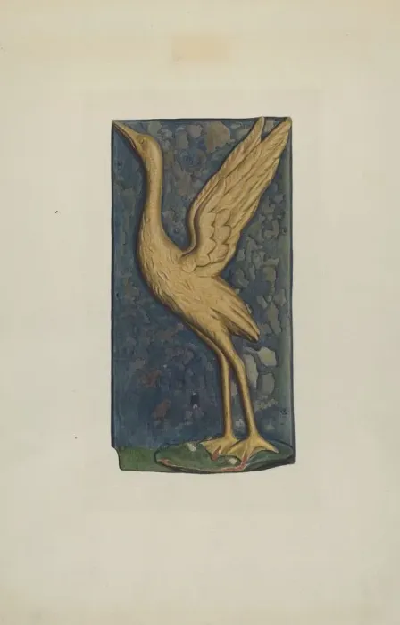 Framed Print : Carved Stork, c. 1938. Creator: Betty Fuerst Framed Print : Carved Stork, c. 1938. Creator: Betty Fuerst