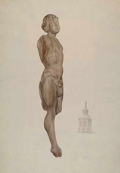 Carved Wood Figure - 'Flying Mercury', c. 1936. Creator: Ingrid Selmer-Larsen