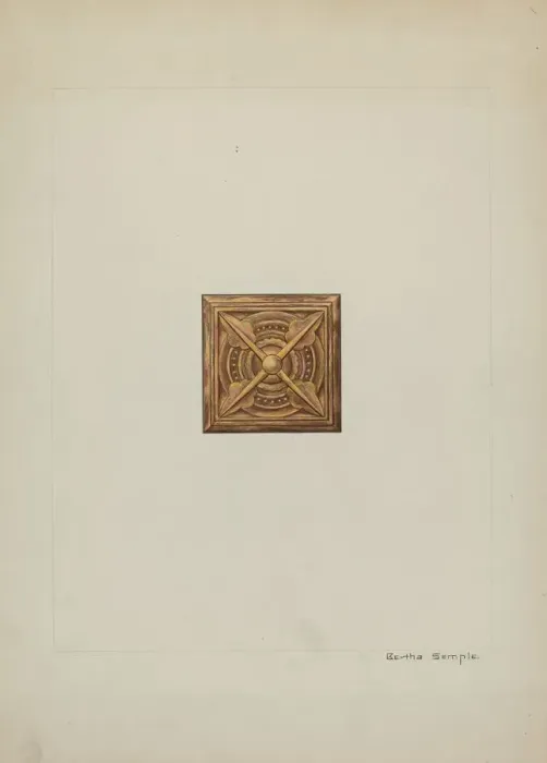 Framed Print : Carved Wood Ornament, c. 1937. Creator: Bertha Semple Framed Print : Carved Wood Ornament, c. 1937. Creator: Bertha Semple