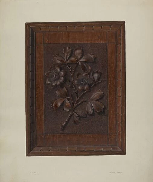 Carved Wood Panel, 1935  /  1942. Creator: Clyde L. Cheney