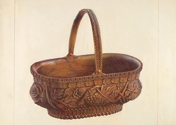 Carved Wooden Basket, c. 1938. Creator: Regina Henderer