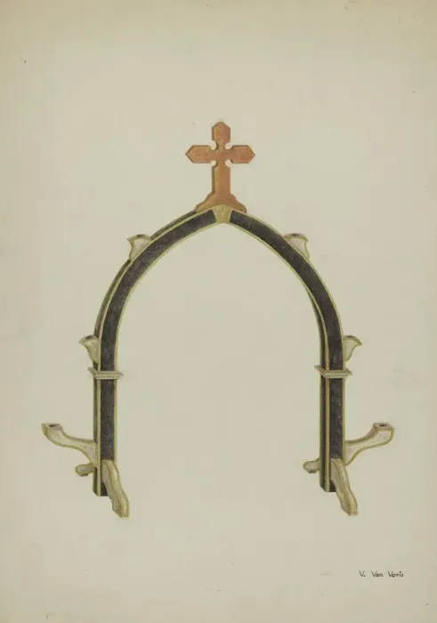 Framed Print : Carved Wooden Candleholder, c. 1939. Creator: Vera Van Voris Framed Print : Carved Wooden Candleholder, c. 1939. Creator: Vera Van Voris