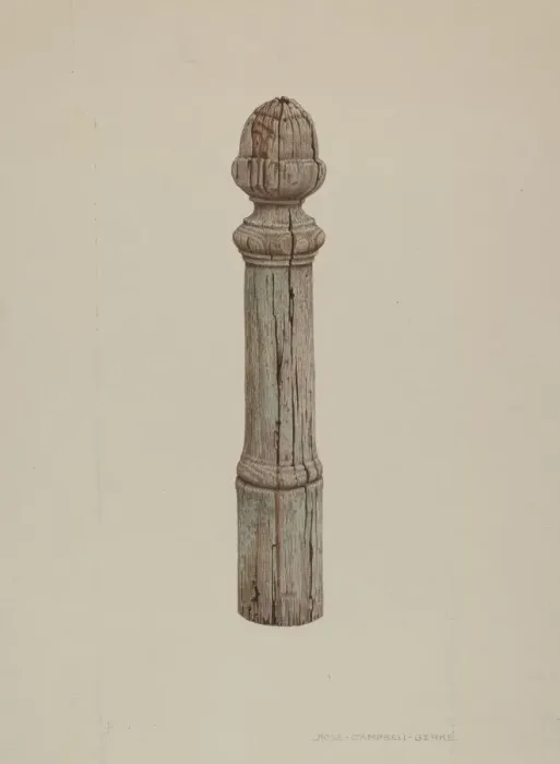 Framed Print : Carved Wooden Hitching Post, c. 1939. Creator: Rose Campbell-Gerke Framed Print : Carved Wooden Hitching Post, c. 1939. Creator: Rose Campbell-Gerke