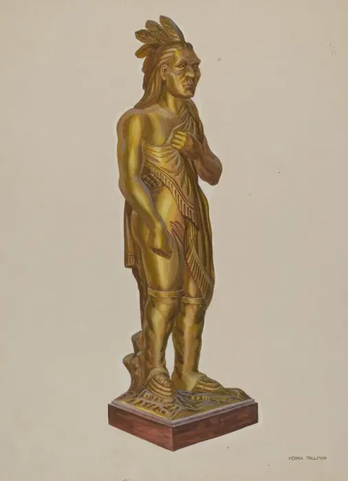 Framed Print : Carved Wooden Indian, 1935 / 1942. Creator: Verna Tallman Framed Print : Carved Wooden Indian, 1935 / 1942. Creator: Verna Tallman