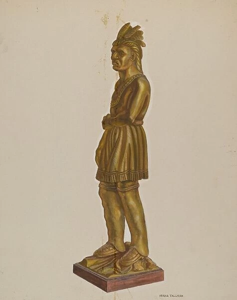 Carved Wooden Indian, c. 1938. Creator: Verna Tallman