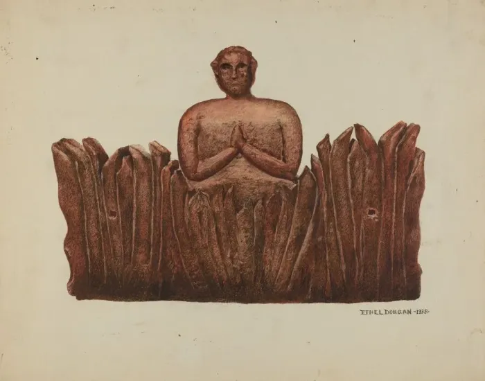 Framed Print : Carving Soul in Purgatory, 1938. Creator: Ethel Dougan Framed Print : Carving Soul in Purgatory, 1938. Creator: Ethel Dougan