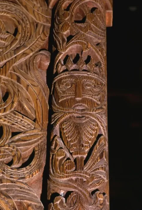 Framed Print : Detail of carving of Stave Church from Gol in Hallingdal, built c1200 Framed Print : Detail of carving of Stave Church from Gol in Hallingdal, built c1200