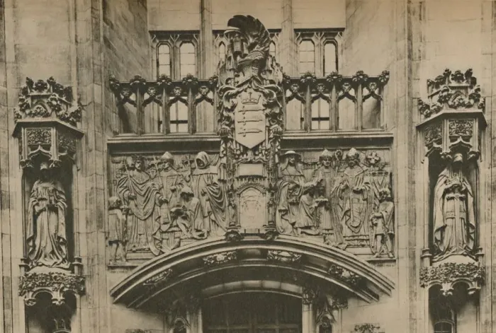 Framed Print : Carving in Stone Beneath the Middlesex Coat of Arms at the Guildhall, Westminster, c1935 Framed Print : Carving in Stone Beneath the Middlesex Coat of Arms at the Guildhall, Westminster, c1935