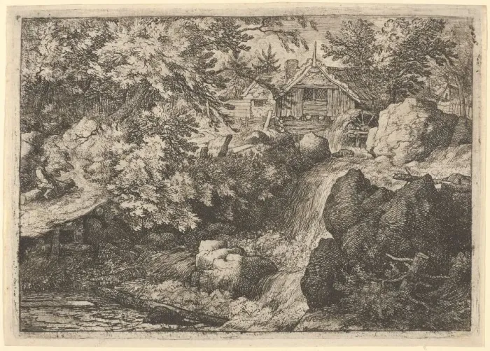 Framed Print : The Cascade Near the Watermill, 17th century. Creator: Allart van Everdingen Framed Print : The Cascade Near the Watermill, 17th century. Creator: Allart van Everdingen