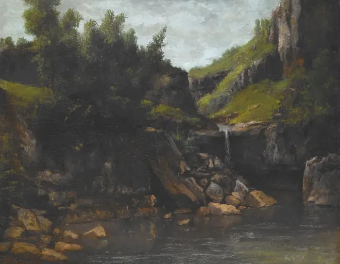 Framed Print : Cascade in a Rocky Landscape, about 1872-1874. Creator: Gustave Courbet Framed Print : Cascade in a Rocky Landscape, about 1872-1874. Creator: Gustave Courbet