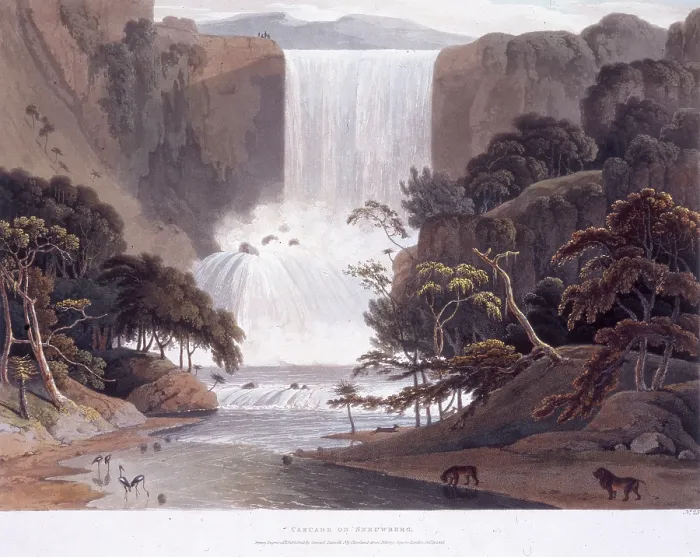 Framed Print : Cascade on Sneuwberg, 1804. Creator: Samuel Daniell. Cascade on Sneuwberg, 1804. Creator: Samuel Daniell Framed Print : Cascade on Sneuwberg, 1804. Creator: Samuel Daniell. Cascade on Sneuwberg, 1804. Creator: Samuel Daniell