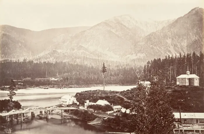 Framed Print : Cascades, Oregon, 1867, printed ca. 1876. Creator: Carleton Emmons Watkins Framed Print : Cascades, Oregon, 1867, printed ca. 1876. Creator: Carleton Emmons Watkins