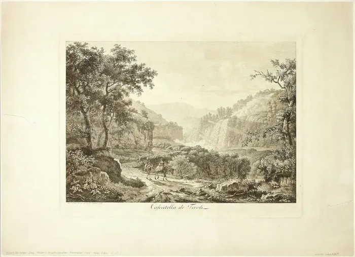 Framed Print : Cascades of Tivoli, 1792. Creator: Albert Christoph Dies
