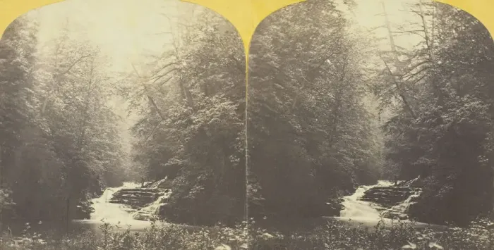 Framed Print : Cascadilla Creek, Ithaca, N. Y. Cascade above dam, 1860 / 65. Creator: J. C. Burritt Framed Print : Cascadilla Creek, Ithaca, N. Y. Cascade above dam, 1860 / 65. Creator: J. C. Burritt
