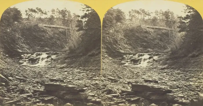 Framed Print : Cascadilla Creek, Ithaca, N. Y. 1st Fall, 1860 / 65. Creator: J. C. Burritt Framed Print : Cascadilla Creek, Ithaca, N. Y. 1st Fall, 1860 / 65. Creator: J. C. Burritt