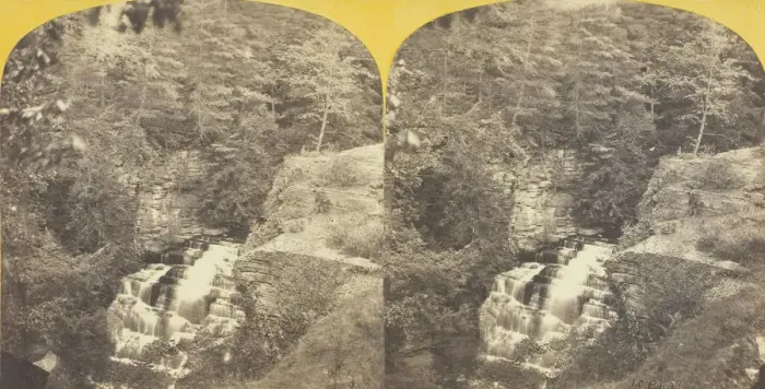 Framed Print : Cascadilla Creek, Ithaca, N. Y. 6th Fall, or Giants Staircase, near Willow Pond, 1860 / 65 Framed Print : Cascadilla Creek, Ithaca, N. Y. 6th Fall, or Giants Staircase, near Willow Pond, 1860 / 65