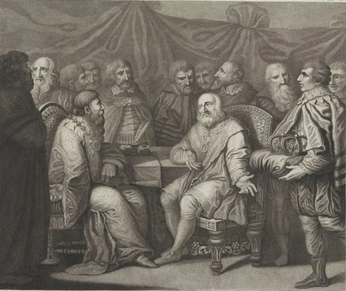 Framed Print : Casimir I the Restorer meeting the emperor Henry III, Late 18th century Framed Print : Casimir I the Restorer meeting the emperor Henry III, Late 18th century