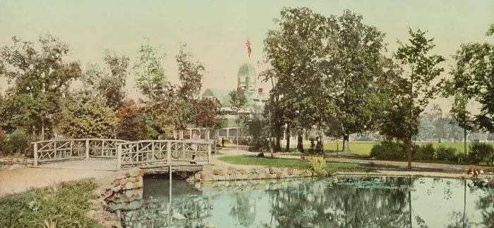 Framed Print : Casino from the lily pond, Belle Isle Park, Detroit, ca 1900. Creator: Unknown Framed Print : Casino from the lily pond, Belle Isle Park, Detroit, ca 1900. Creator: Unknown