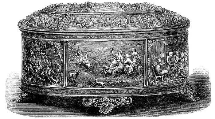 Framed Print : Casket presented to Mr. Stevens, Secretary to the County Fire Office, 1862. Creator: Unknown Framed Print : Casket presented to Mr. Stevens, Secretary to the County Fire Office, 1862. Creator: Unknown