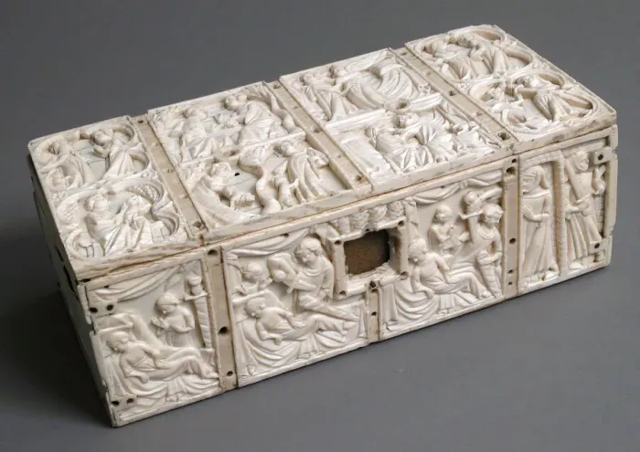 Framed Print : Casket with Romance Scenes, French, ca. 1320-40. Creator: Unknown Framed Print : Casket with Romance Scenes, French, ca. 1320-40. Creator: Unknown
