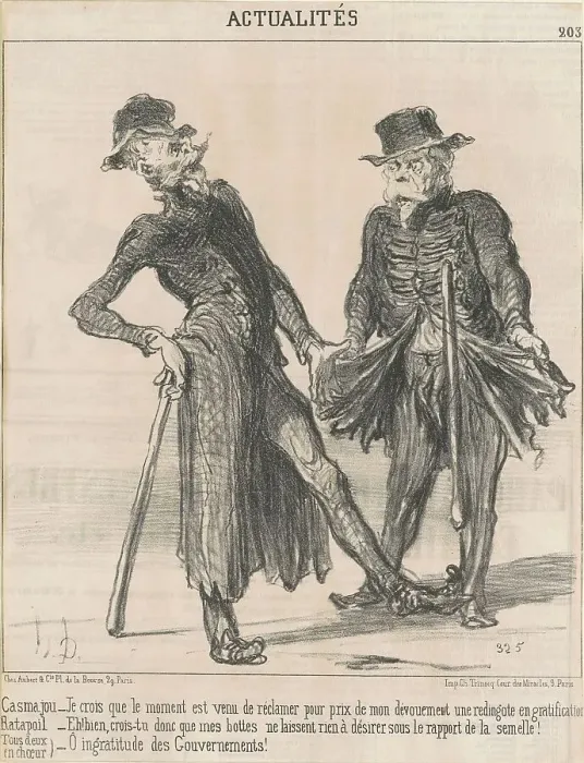Framed Print : Casmajou [et] Ratapoil, 19th century. Creator: Honore Daumier