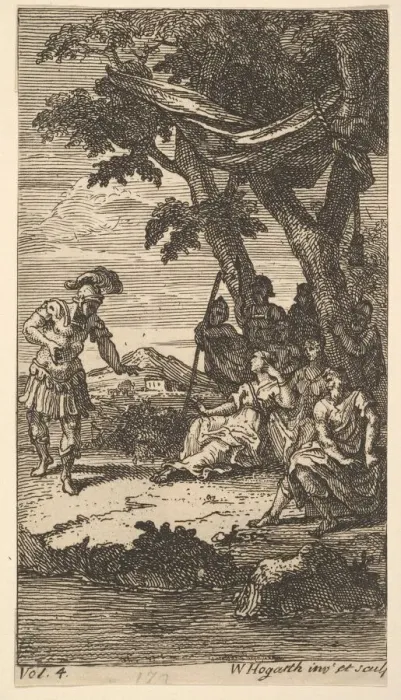 Framed Print : Cassandra, Frontispiece, Vol. 4, 1725. Creator: William Hogarth Framed Print : Cassandra, Frontispiece, Vol. 4, 1725. Creator: William Hogarth