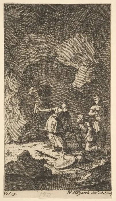 Framed Print : Cassandra, Frontispiece, Vol. 5, 1725. Creator: William Hogarth Framed Print : Cassandra, Frontispiece, Vol. 5, 1725. Creator: William Hogarth
