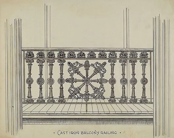 Cast Iron Balcony Rail, c. 1936. Creator: Lucien Verbeke