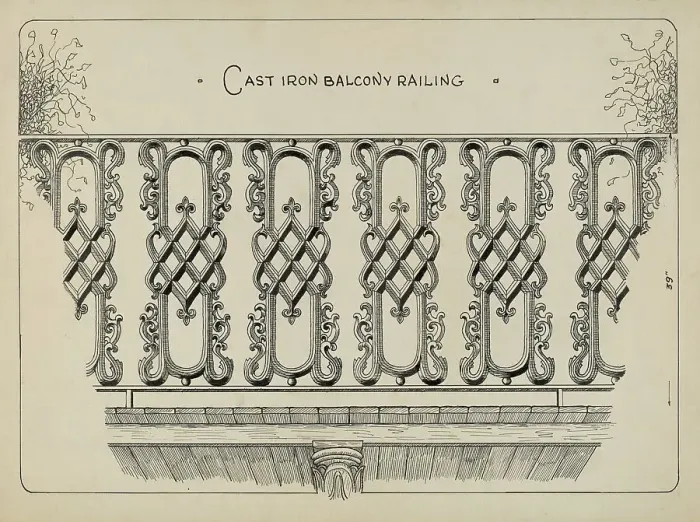 Framed Print : Cast Iron Balcony Rail, c. 1936. Creator: Ray Price Framed Print : Cast Iron Balcony Rail, c. 1936. Creator: Ray Price