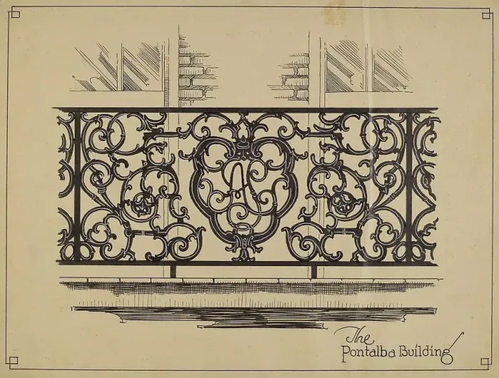 Framed Print : Cast Iron Balcony Rail, c. 1936. Creator: Thomas Byrne Framed Print : Cast Iron Balcony Rail, c. 1936. Creator: Thomas Byrne