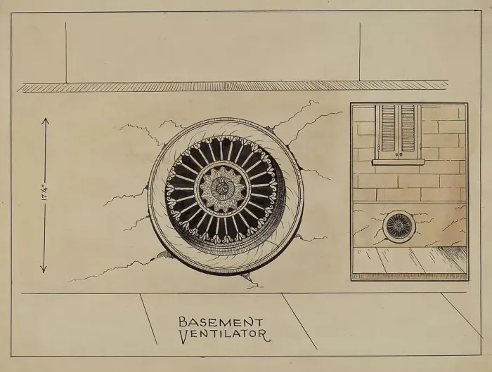 Framed Print : Cast Iron Basement Vent, c. 1936. Creator: Ray Price Framed Print : Cast Iron Basement Vent, c. 1936. Creator: Ray Price