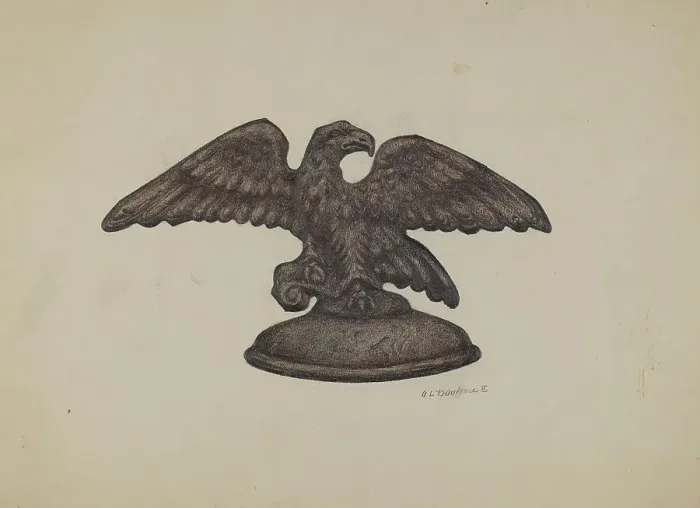Framed Print : Cast Iron Eagle, c. 1937. Creator: Austin L. Davison Framed Print : Cast Iron Eagle, c. 1937. Creator: Austin L. Davison