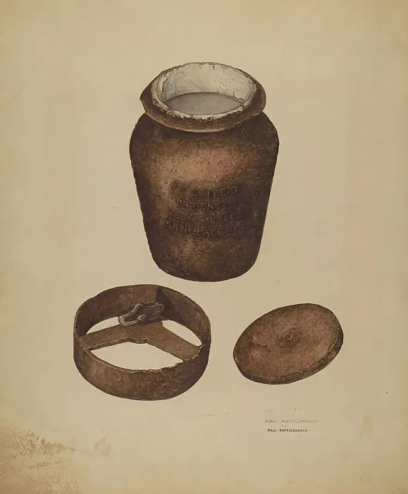 Framed Print : Cast Iron Fruit Jar, c. 1940. Creator: Doris Hollingsworth Framed Print : Cast Iron Fruit Jar, c. 1940. Creator: Doris Hollingsworth