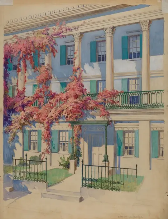 Framed Print : Cast Iron Garden Balcony, 1935 / 1942. Creator: Gilbert Sackerman Framed Print : Cast Iron Garden Balcony, 1935 / 1942. Creator: Gilbert Sackerman